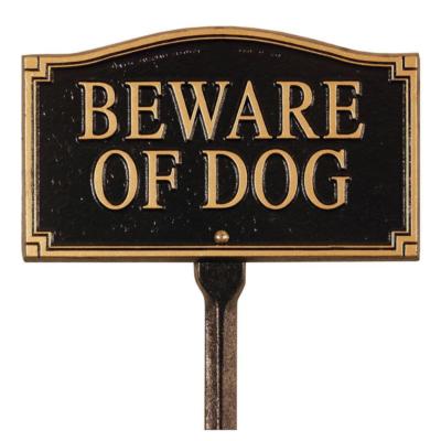 Whitehall Products Beware of Dog Garden Yard Lawn Sign Black Gold Outdoor 