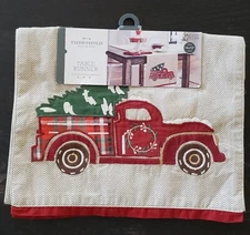 Holiday Table Runner Christmas Red Truck Christmas Tree nwt plaid Threshold
