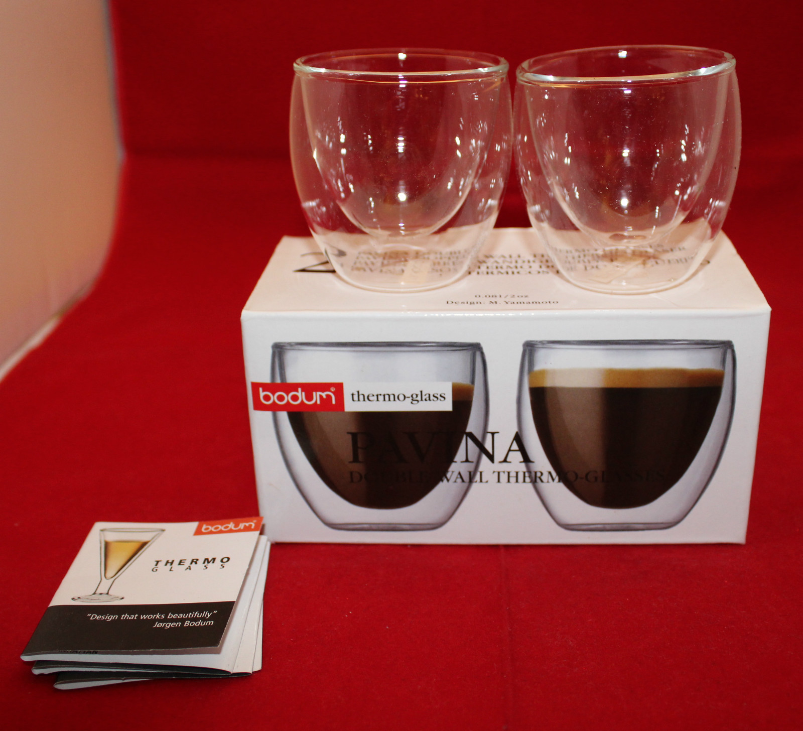 Bodum Double Wall Thermo Set of 2 Espresso Shot Glass Coffee Mug Cups
