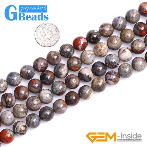 Round Natural Gray Morocco Red Lace Agate Jewelry Making Beads Strand 15"6mm - Picture 6 of 7