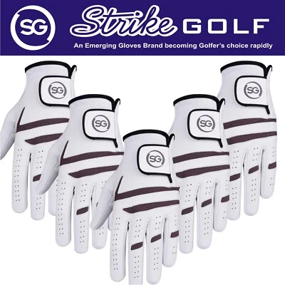SG Pack of 5 Men Cabretta Leather Golf Gloves Tennis gloves Great Value 4 money