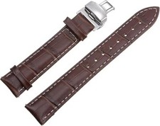 Sourcing map Brown Leather Watch Band 20mm Embossed Surface Cowhide Watch Strap