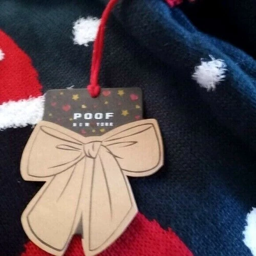 Poof Womens Sweater Size Large Naughty Santa Crew Neck Ugly Christmas Holiday