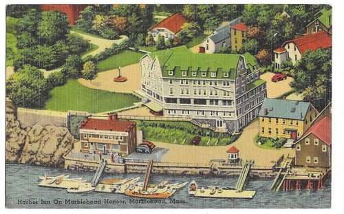 Marblehead, MA Massachusetts 1948 Leinenstruktur Postkarte, Harbor Inn View