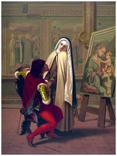 Decor Victorian Poster.Fine Graphic Art Design.Nun Painter.Home Art Design.1022