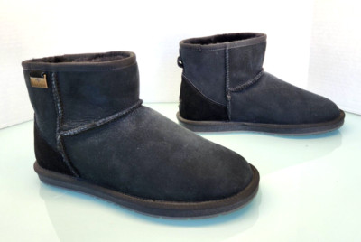 Ugg Unisex Black Boots Australian Premium Sheepskin New Women's 12 Mens 10