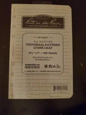 NEW Rite In The Rain All-Weather Universal Loose Leaf Paper 4 5/8"x7" 982T  32#