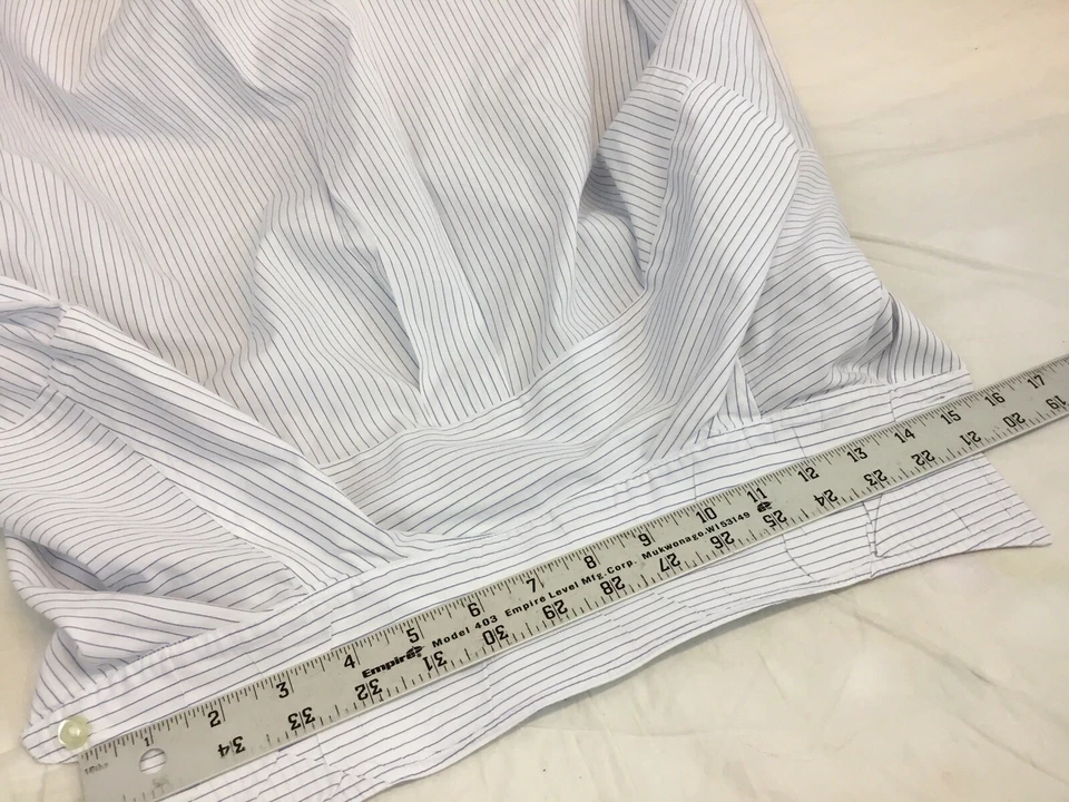 Tom James Custom Shirt 15 33 White Blue Stripe Cotton No Flaws YGI R1-557 - Image 4 of 4