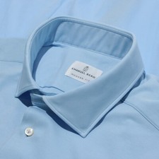 Emanuel Berg NWOT Casual Button Down Shirt Size 44 17.5 XL Modern Fit in Blue