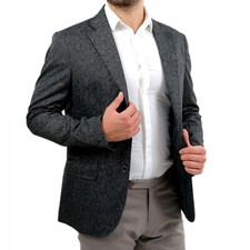 Giacca Uomo Made in Italy Invernale Blazer Elegante Grigio Slim Fit Sartoriale I