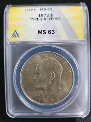 1972 Eisenhower Dollar Type 2 Reverse ANACS MS63 | eBay