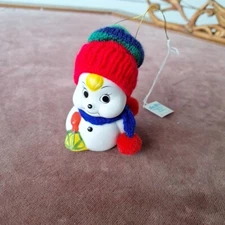Giftco Inc. Snow Bells Bisque Porcelain Christmas Ornament Hand Painted Snowman