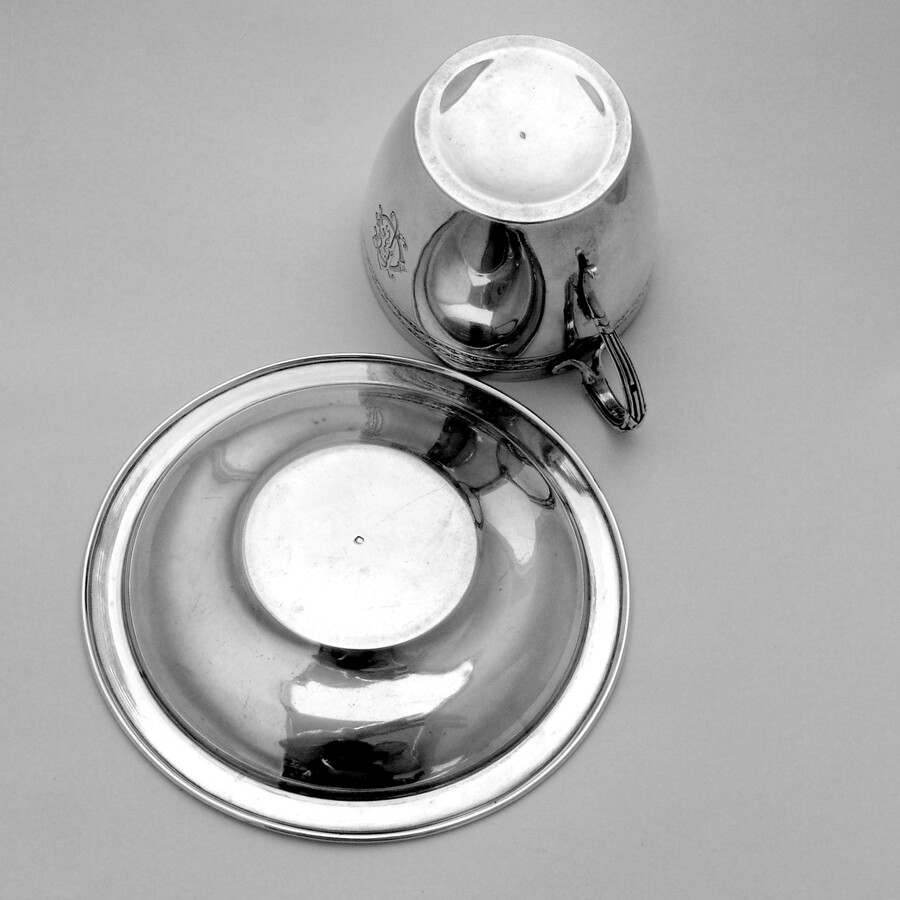 Cup And Saucer Set French Sterling Silver 1920 Mono CF | eBay