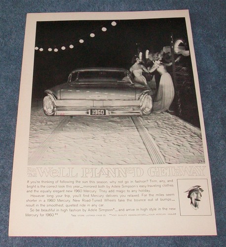 1960 Mercury Park Lane Vintage Ad "For The Well Planned Get-A-Way"