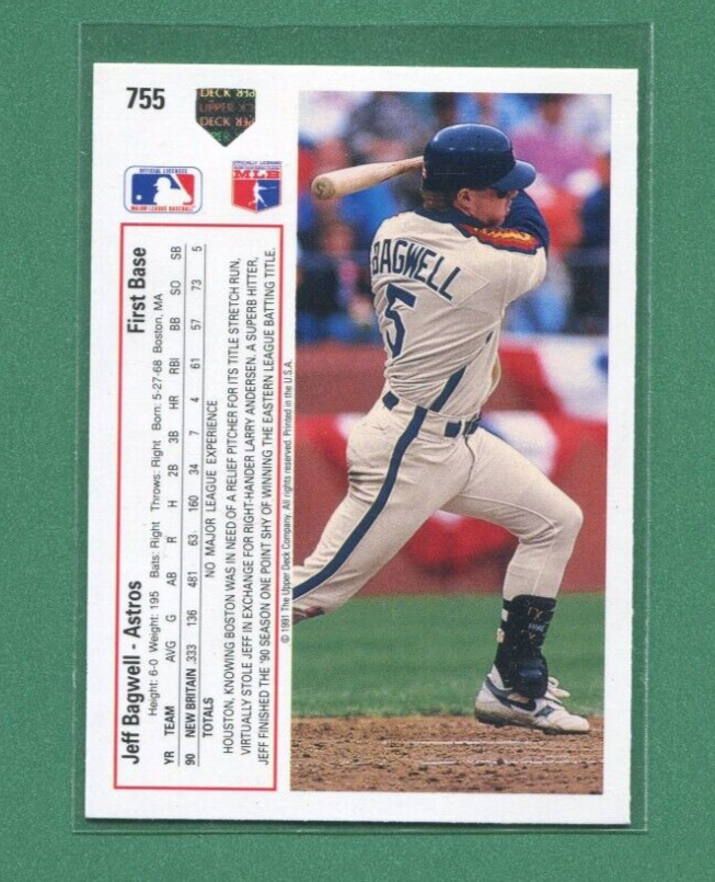 JEFF BAGWELL HOUSTON ASTROS 1991 UPPER DECK ROOKIE BASEBALL 4 CARD LOT 755 eBay