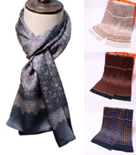 2025 100 Silk Scarf men women neckerchief Wrap Paisley plaid blue navy black