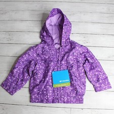 Columbia Girl's Hooded Windbreaker Jacket Size 2T Lined Purple Full Zip