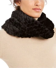 INC Scarf Womens Infinity Loop Black Cowl Neck Faux Fur Neck Warmer New