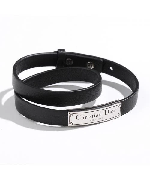 VENTE Bracelet Dior Homme Ceinture Logo Plaque Double Design Réglable Noir NEUF