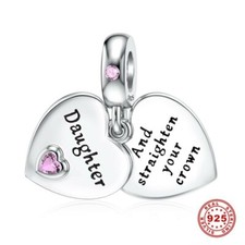 Genuine 925 Silver Daughter Charm Pendant Love Heart Dangle Fully Stamped NEW