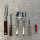Misc Kitchen Stuff: 2 Cooking Forks, Serving Spoon & Fork, Peeler, Bottle Opener