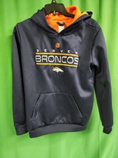 NFL Broncos Football Hoodie Pullover Jacket Blue/Gray Polyester Youth L 14-16 