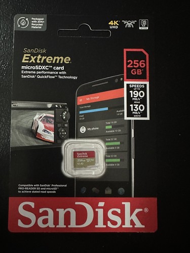 Sandisk Extreme A2 256GB microSDXC Class10 UHS-I U3 Card Speed up to 190MB/s - Picture 3 of 6