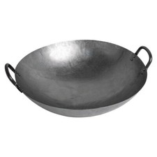 Padella Wok 31 cm Ø (12 pollici) pavimento rotondo carbonio acciaio 2 manici Cina gastronomia