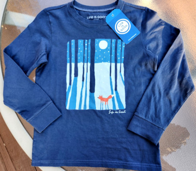 LIFE IS GOOD T SHIRT, Blue Long Sleeve Size Kids Large