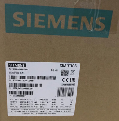 1FL6 066-1AC61-2AH1 NEW SIEMENS SIMOTICS Operating Voltage 1FL6066-1AC61-2AH1