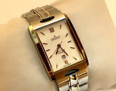 CROTON Equator Men's Watch 18K Yellow Gold Stainless Steel Quart