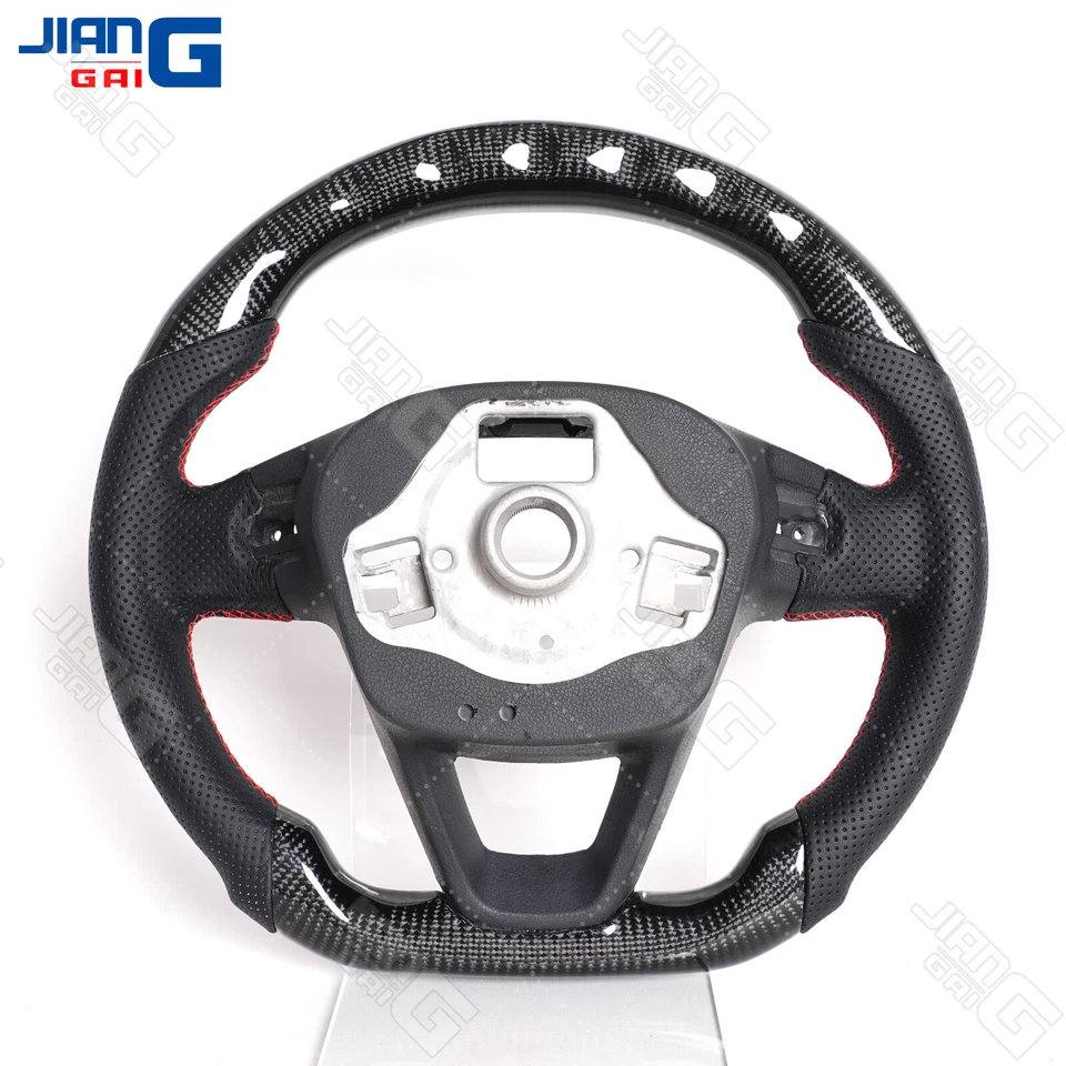 Volante LED de fibra de carbono real para Seat Leon Cupra MK3 Arona 2013-2018 Foto 2 de 4