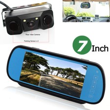 7" LCD Car Rear View In-mirror Monitor  3in1 Radar Parking Sensor Backup Camera
