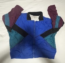 Vintage 80s 90s Aviat Sportif Purple Blue Black Windbreaker Track Suit jacket