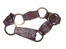 Streets Ahead Brown Supple Leather Brass Ring Belt Soft Leather Brown 215 sz M