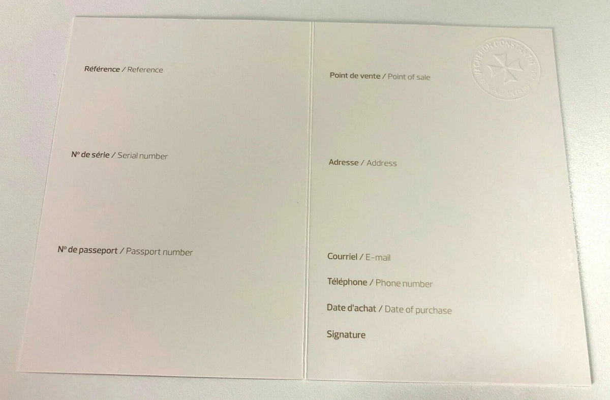 Vacheron constantin warranty sale
