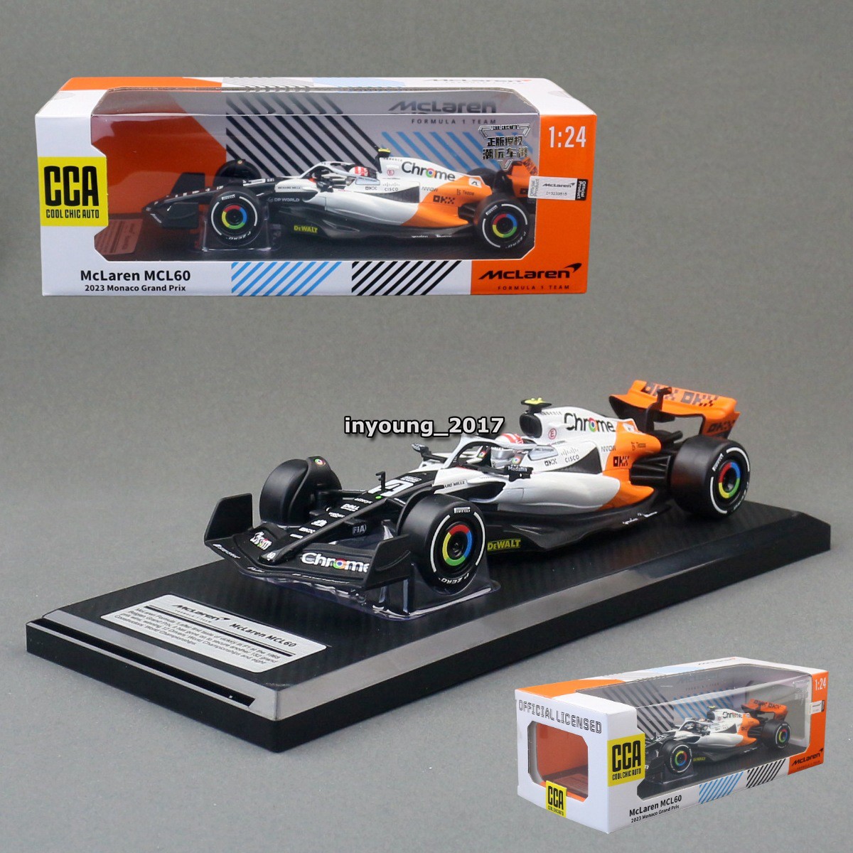 1:24 F1 McLaren MCL60 Model Car Diecast 2023 Formula 1 Monaco GP