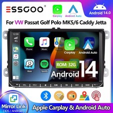 32G For VW GOLF MK5 MK6 9" Carplay BT Car Stereo Radio GPS Android 14 MP5 Player