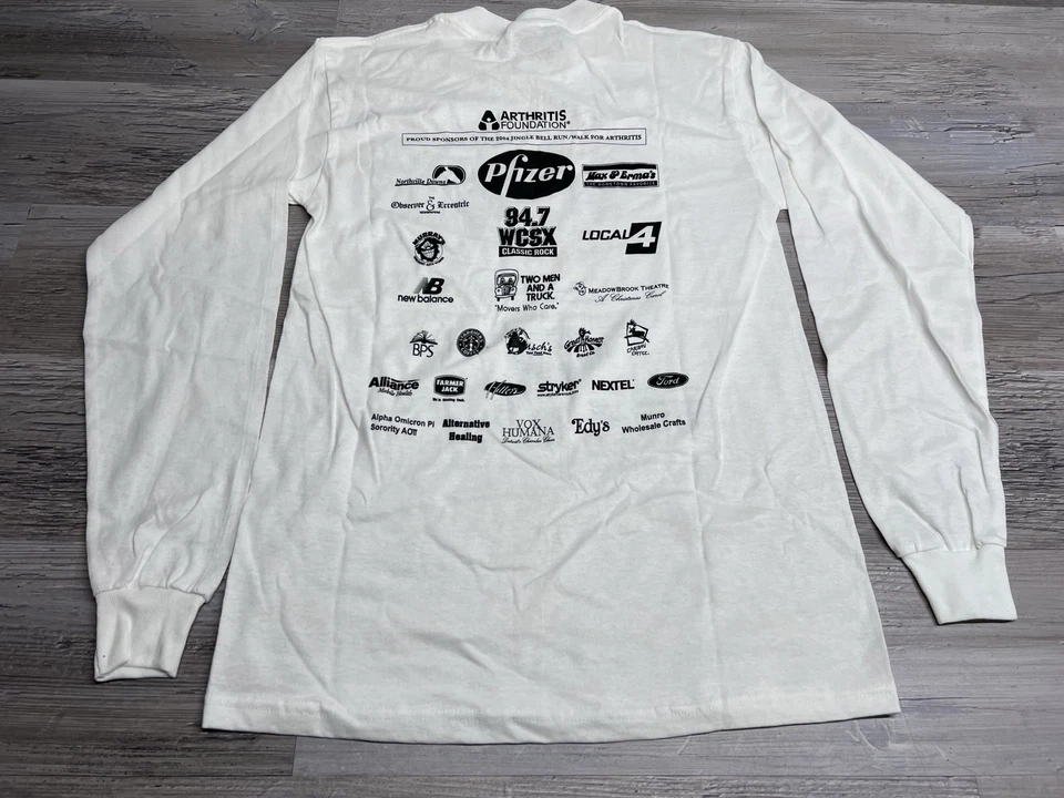 Vintage Christmas Fun Run T-Shirt Jingle Bell Arthritis Run Size S Long Sleeve - Image 2 of 4