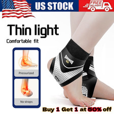 2 Pcs Adjustable Ankle Brace Compression Sleeve Support Fasciitis Pain Relief US
