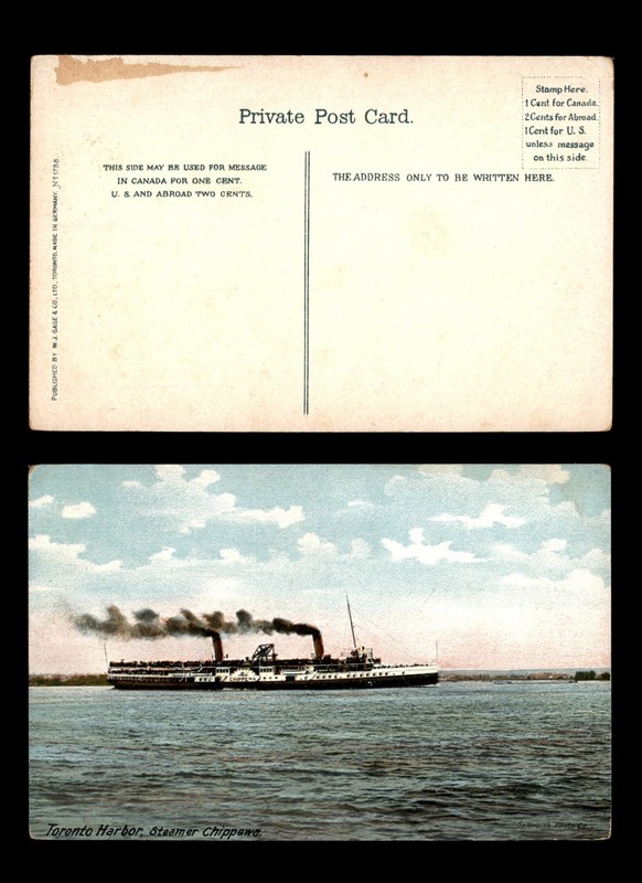 Mayfairstamps Canada Toronto Harbor steamer Chippewa picture Post Card cca_46699