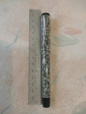 Conklin Duragraph Crack Ice Marble Grey, White Fountain Pen Medium Nib #5