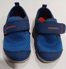 Merrell Bare Steps H20 Sneaker Water Shoe Blue Orange 6M Toddler Hook And Loop