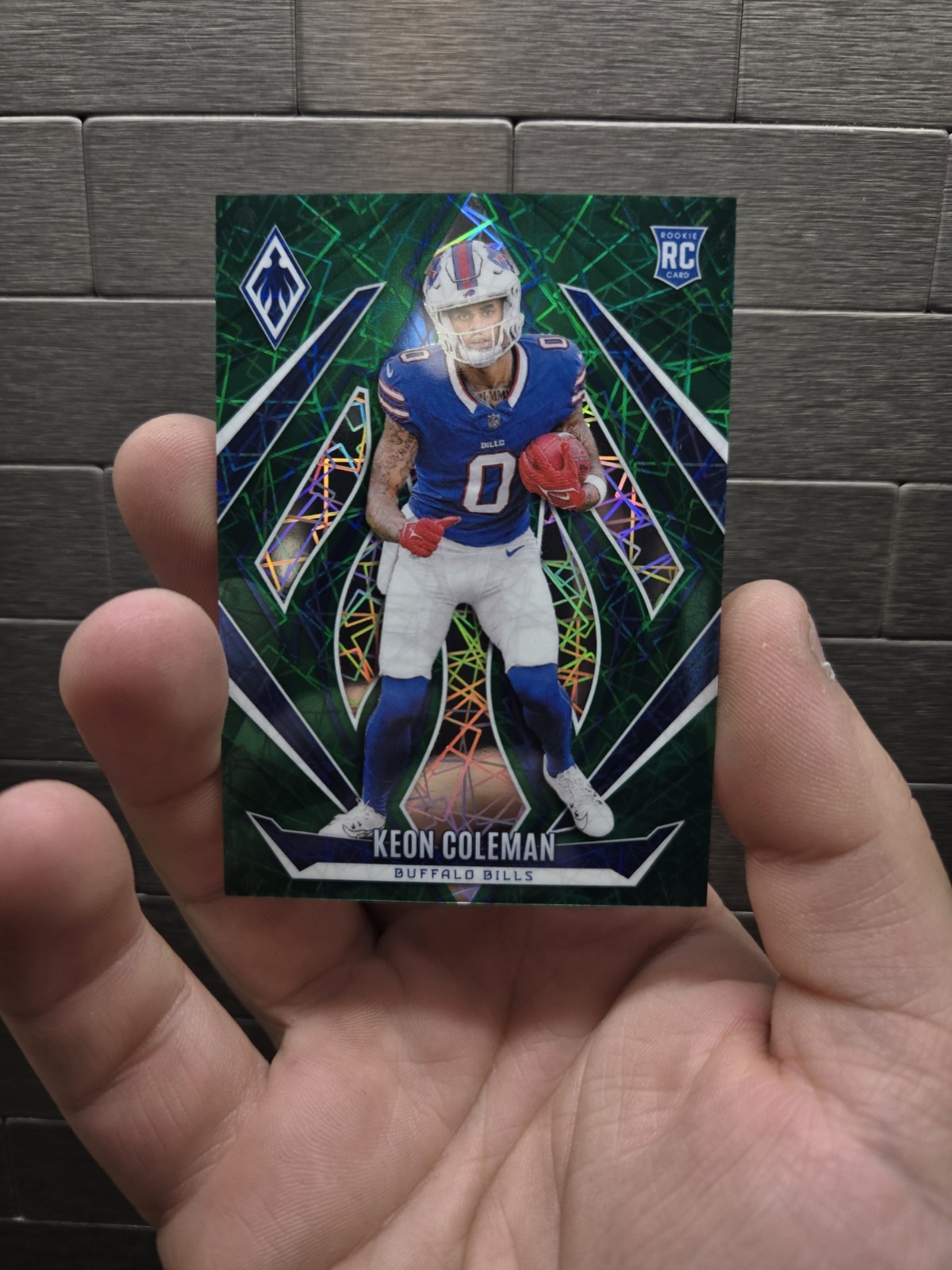 2024 Panini Phoenix Keon Coleman Green Lazer Prizm RC #213 /50 Bills Rookie