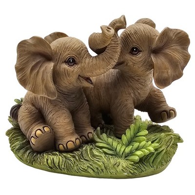 1996 Hamilton Collection African Elephants At Play Endangered Young'uns Figurine