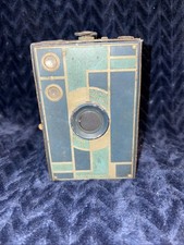 Vtg Kodak 2 BEAU BROWNIE DOUBLET LENS Art Deco Box Two Tone Blue 1930-33 3C