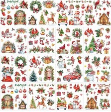 Rub on transfer stickers 2 sheets per set Christmas vintage approx 30 x 15 cm