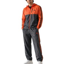 Adidas Y2K Men's Hooded Windbreaker Tracksuit Set Orange Charcoal Gray Large