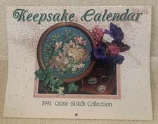 Craftways 1991 KEEPSAKE CALENDAR Cross Stitch Patterns Booklet - EUC
