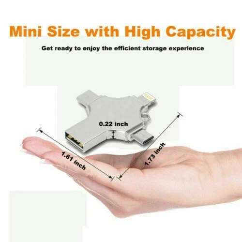 4 in 1 2TB USB 3.0 Memory Photo Stick For iPhone Samsung Android New UK